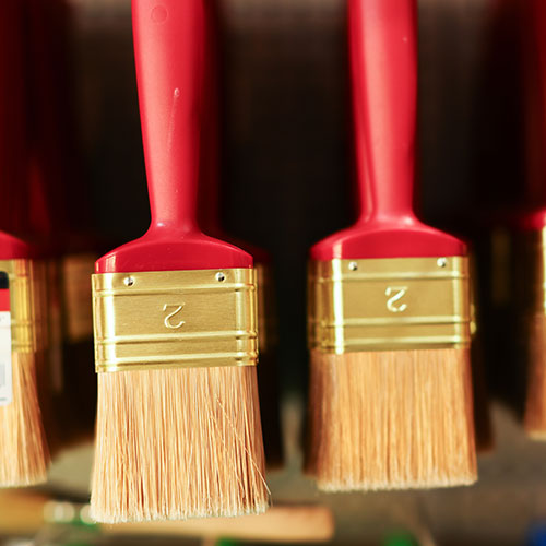 Paint brushes in store