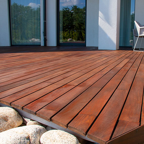 Stained wooden deck