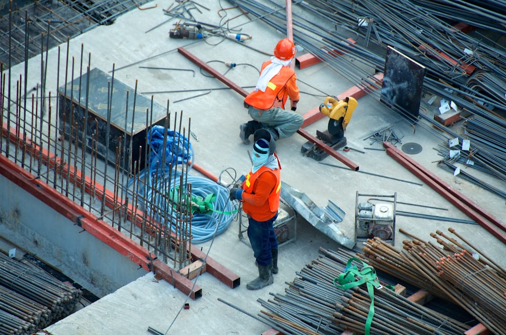 Contractors at construction site